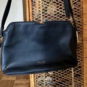 India Hicks Maddison May Black Leather Crossbody with Magnetic Closure